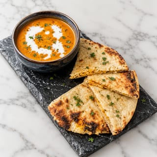 Cheese Naan & Tikka Sauce